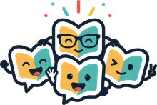 Illustration of four Satzly mascot characters together, waving and celebrating, representing the Satzly learner community